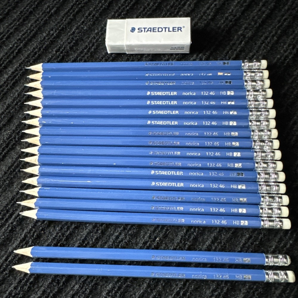 Lot of 18 Staedtler Norica  Pre-Sharpened Pencils 132 46‎ HB 2 & Eraser